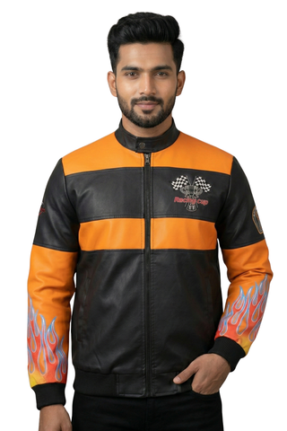 Racing Woven PU Jacket - Orange/Black