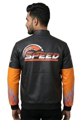 Racing Woven PU Jacket - Orange/Black