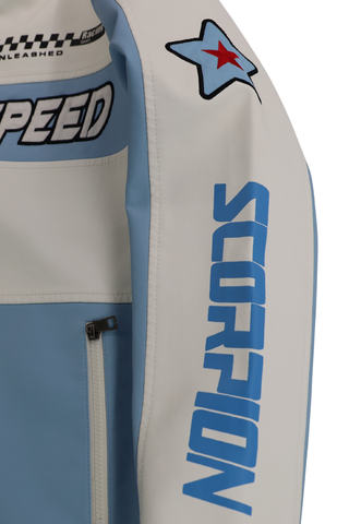 Racing Woven PU Jacket - Sky Blue/White