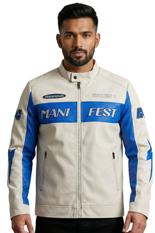 Racing Woven PU Jacket - Blue/White