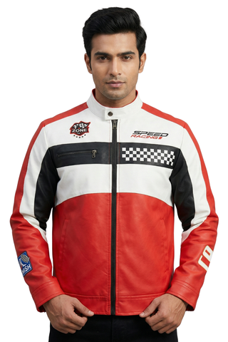 Racing Woven PU Jacket - Red/Black