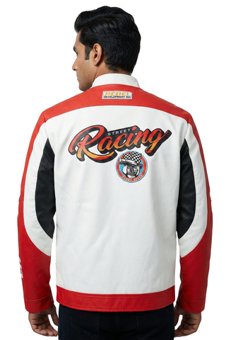 Racing Woven PU Jacket - Red/Black