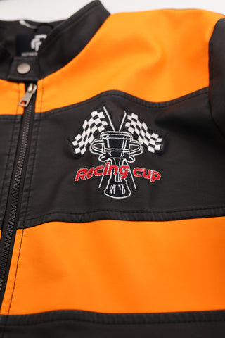 MEN'S RACING WOVEN PU JACKET - Orange/Black