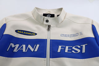 MEN'S RACING WOVEN PU JACKET - Blue/White