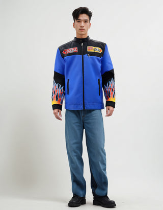 MEN'S RACING WOVEN PU JACKET - Blue/Black