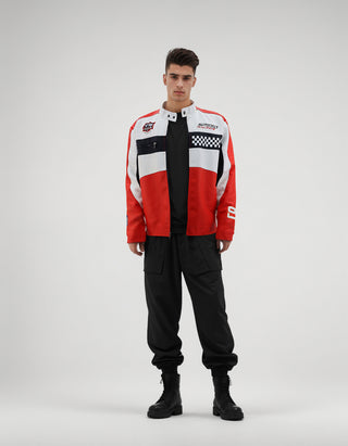 MEN'S RACING WOVEN PU JACKET - Red/Black
