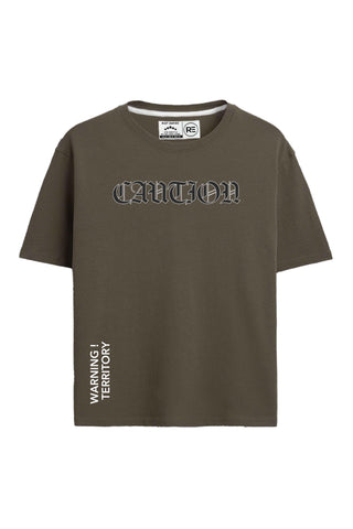 Caution Graphic Loose Fit T-Shirt